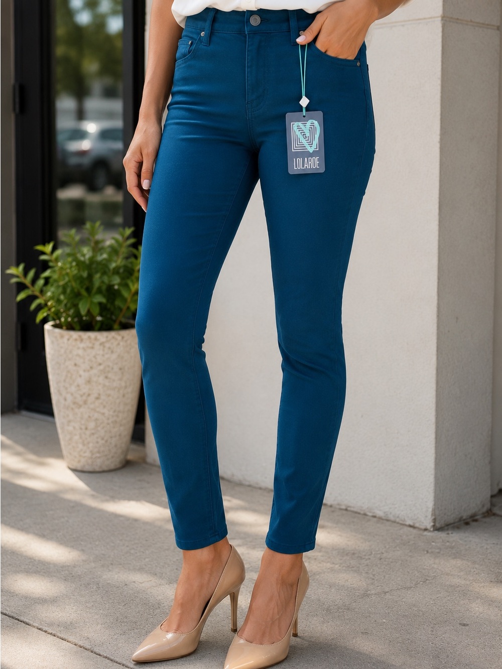 LuLaRoe Skinny Fit Teal Blue Stretch Jeans Size 30 NWT